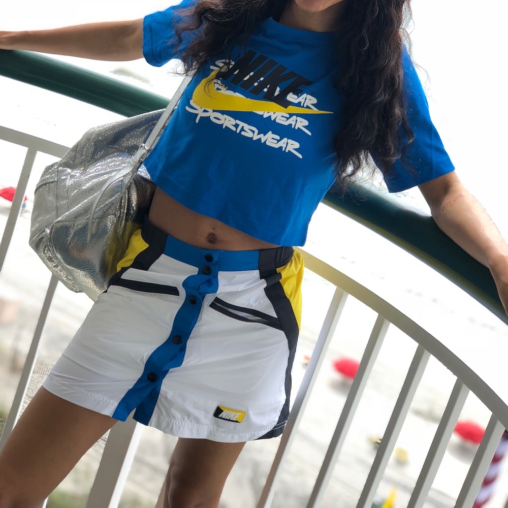 Two piece Nike set (windbreaker skirt, crop top)